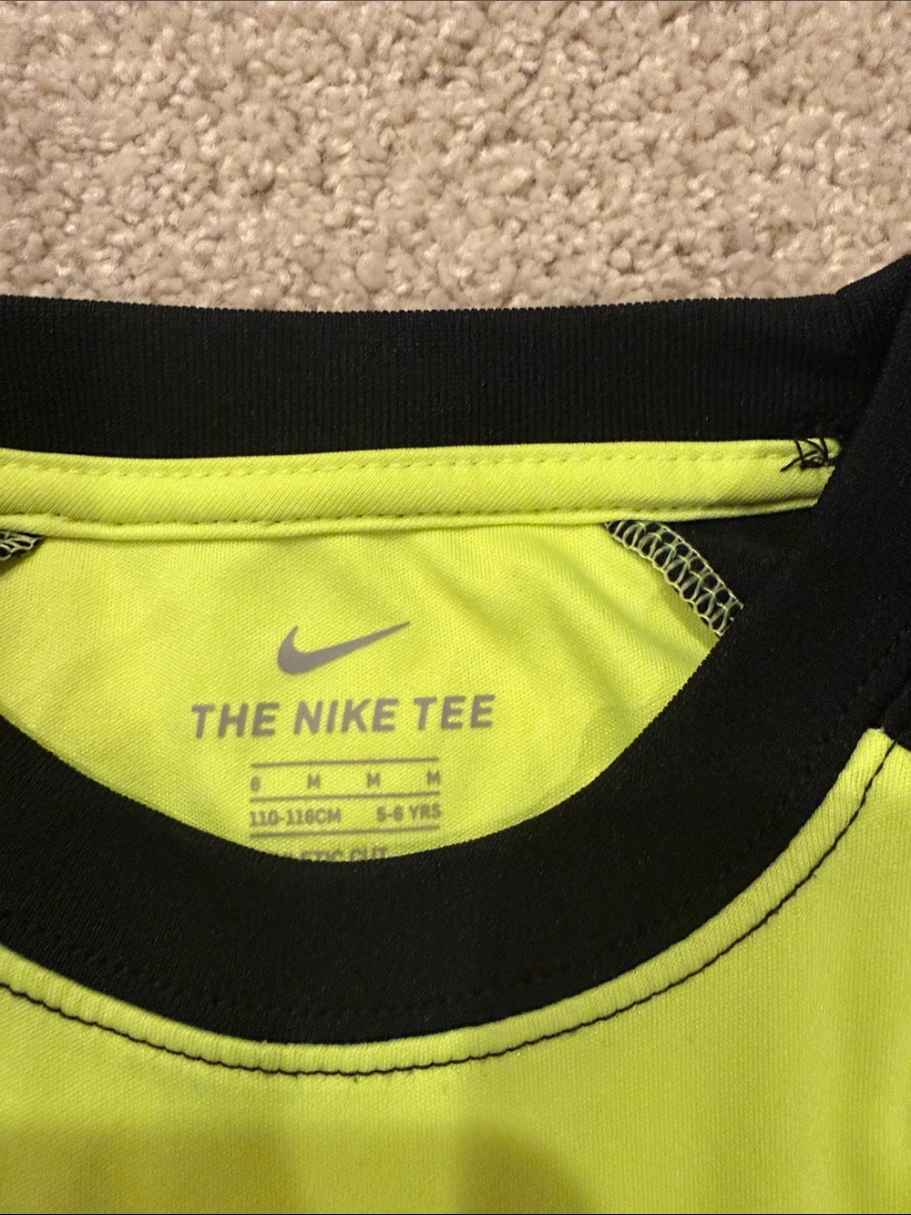 Nike Dri Fit Neon Yellow and Black Long Sleeve Dri-FIT Tee, kids size 5 - Picture 3 of 6